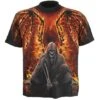 Spiral FLAMING DEATH - Allover T-Shirt Black